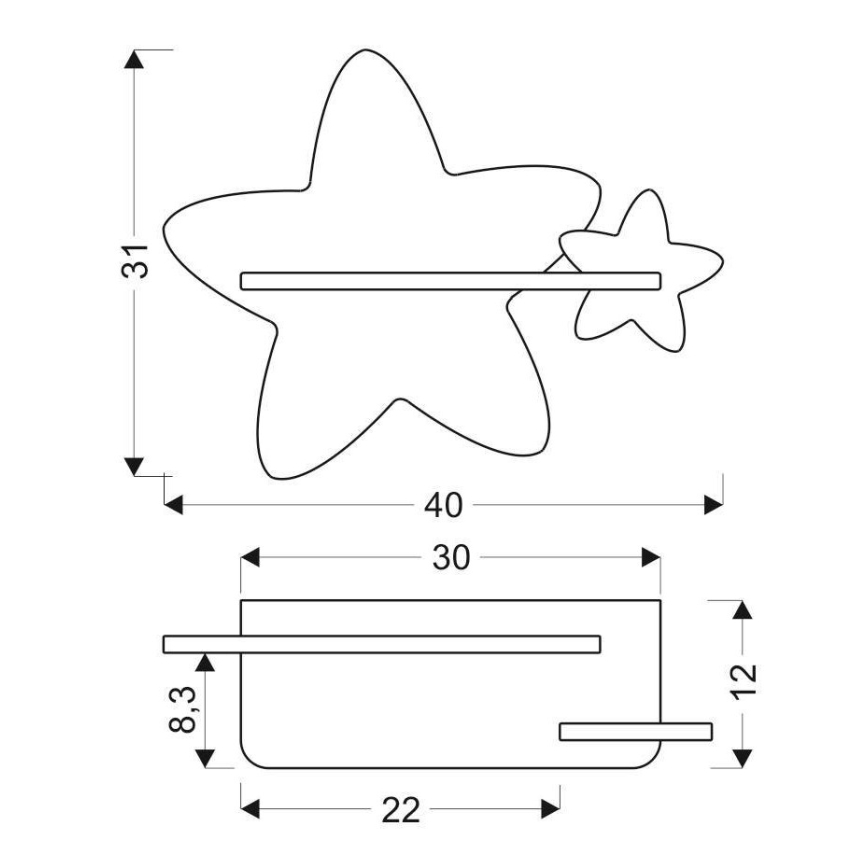 Applique LED per bambini con mensola STAR LED/5W/230V