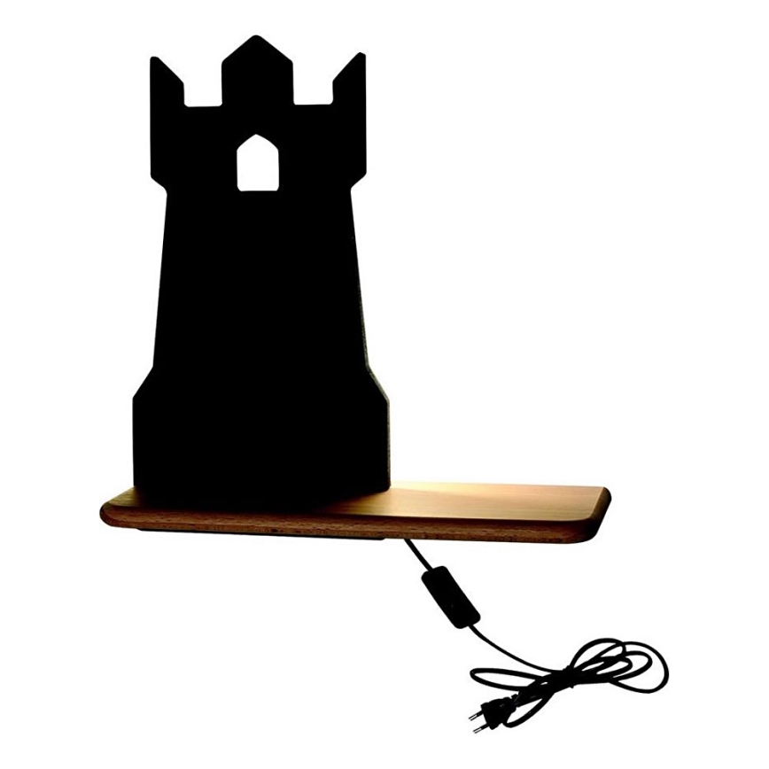Applique LED per bambini con mensola TOWER LED/4W/230V nero/legno