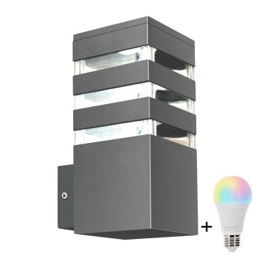 Applique LED RGBW dimmerabile da esterno TEKSAS 1xE27/9W/230V 2700-6500K Wi-Fi IP44 antracite