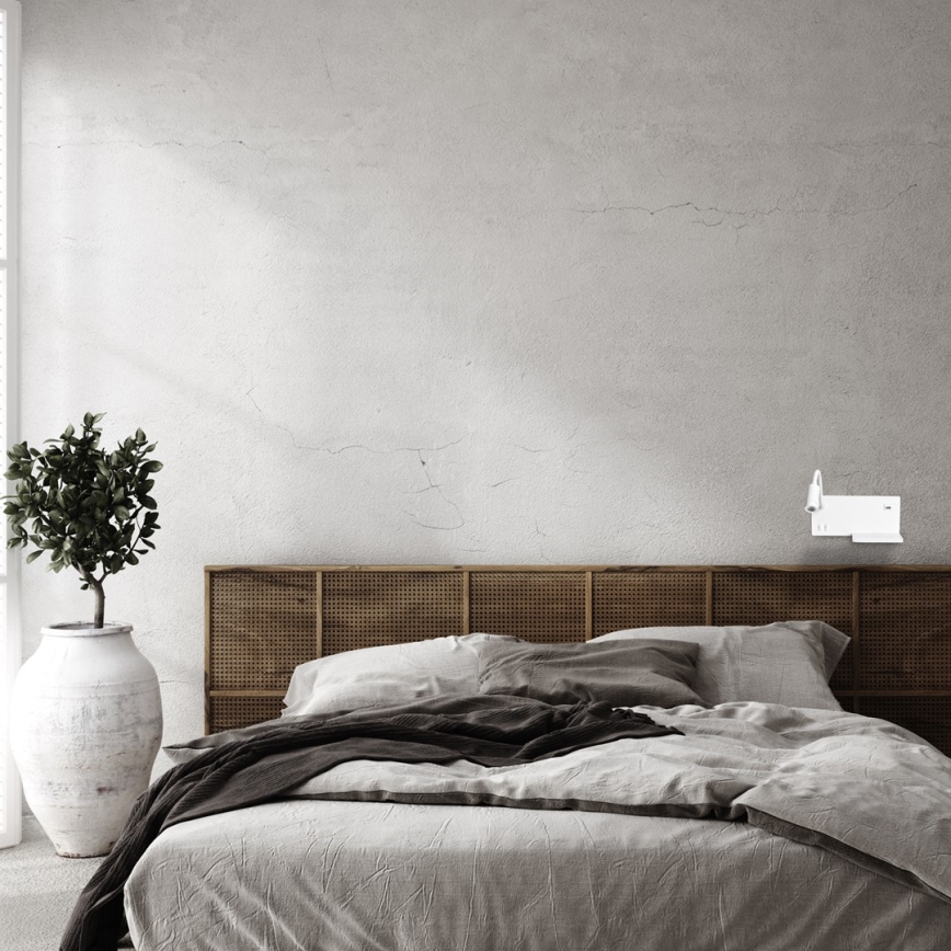 Applique LED SHELF LED/4W+LED/5W+LED/2W/230V + porta USB bianca