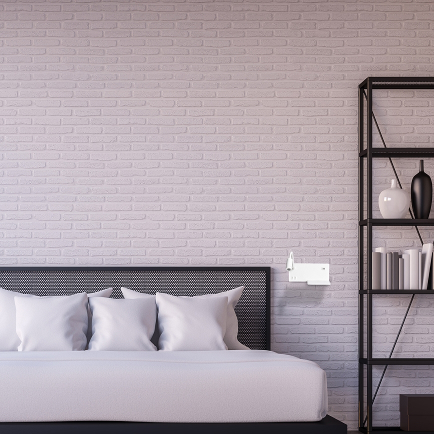 Applique LED SHELF LED/4W+LED/5W+LED/2W/230V + porta USB bianca