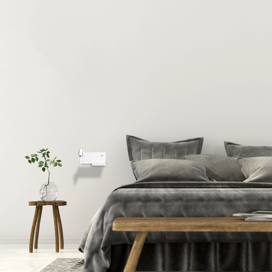 Applique LED SHELF LED/4W+LED/5W+LED/2W/230V + porta USB bianca