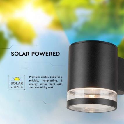 Applique LED solare da esterno LED/1W/3,7V 3000K IP54 1200 mAh nero