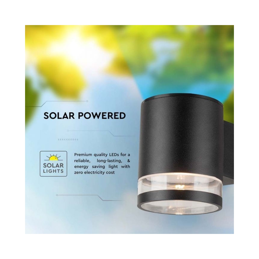 Applique LED solare da esterno LED/1W/3,7V 3000K IP54 1200 mAh nero