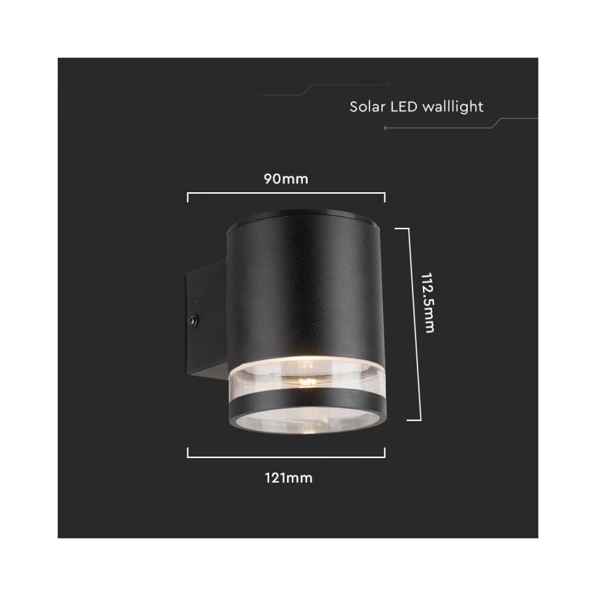 Applique LED solare da esterno LED/1W/3,7V 3000K IP54 1200 mAh nero
