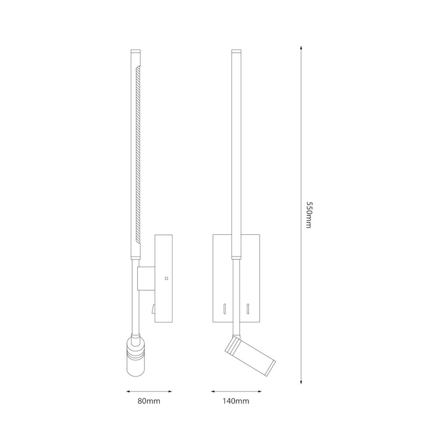 Applique LED TORCH 6W/230V + LED 3W bianco