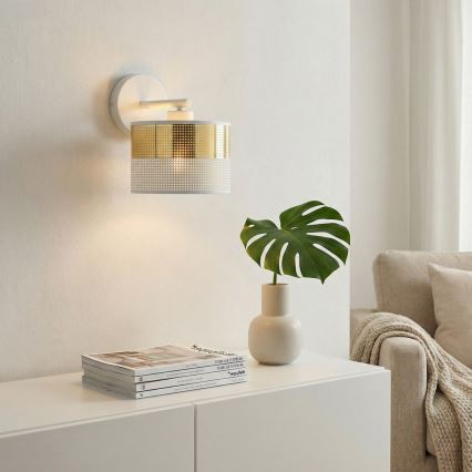 Applique LUX 1xE27/15W/230V bianca/dorata
