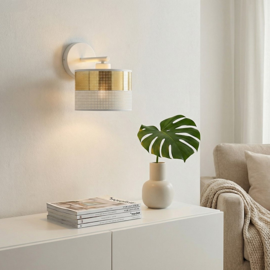 Applique LUX 1xE27/15W/230V bianca/dorata