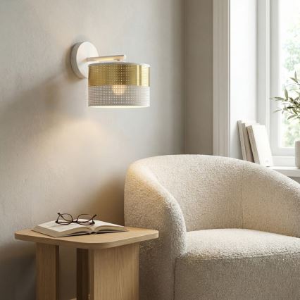 Applique LUX 1xE27/15W/230V bianca/dorata