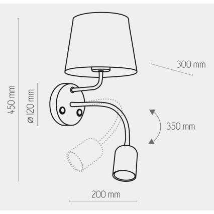 Applique MAJA 1xE27/15W/230V + 1xGU10/10W/230V nero