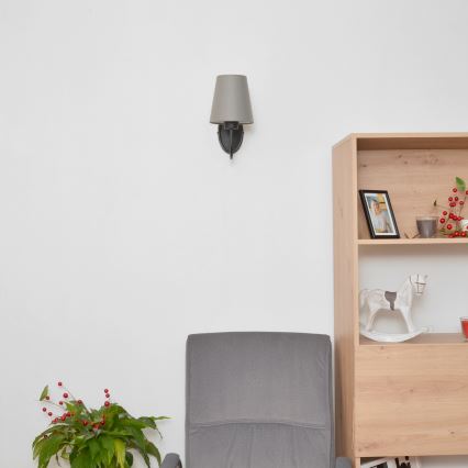 Applique MALBO 1xE27/15W/230V grigio/nero