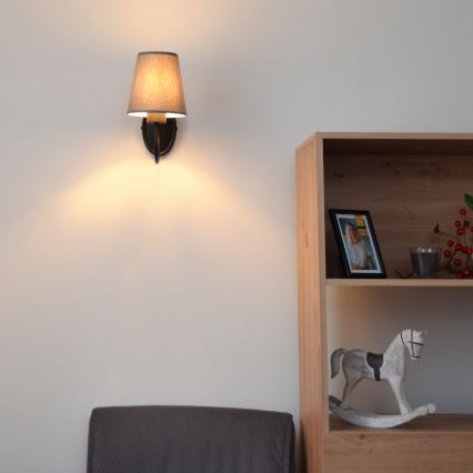 Applique MALBO 1xE27/15W/230V grigio/nero
