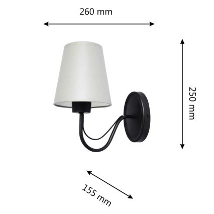 Applique MALBO 1xE27/15W/230V grigio/nero