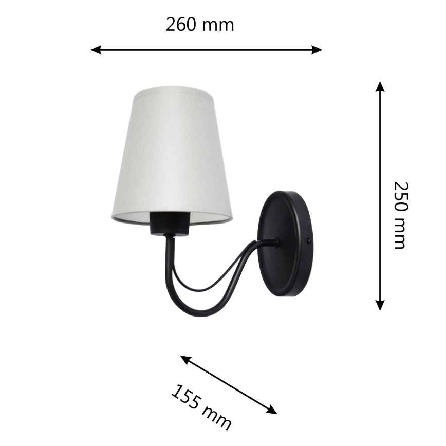Applique MALBO 1xE27/15W/230V grigio/nero
