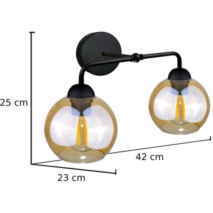 Applique MELLE BLACK 2xE27/60W/230V