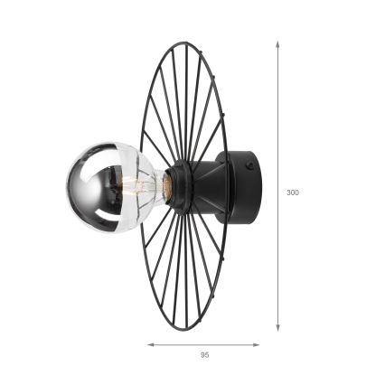 Applique MONTANA 1xE27/15W/230V diametro 30 cm nero