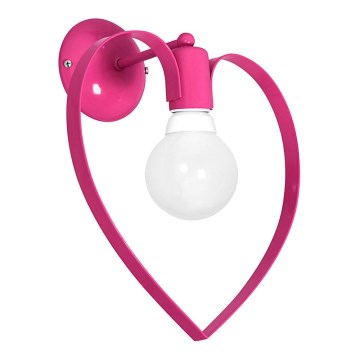 Applique per bambini CUORE 1xE27/60W/230V rosa