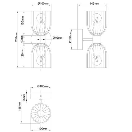 Applique PIEGA 2xE14/10W/230V ottone/beige fumé