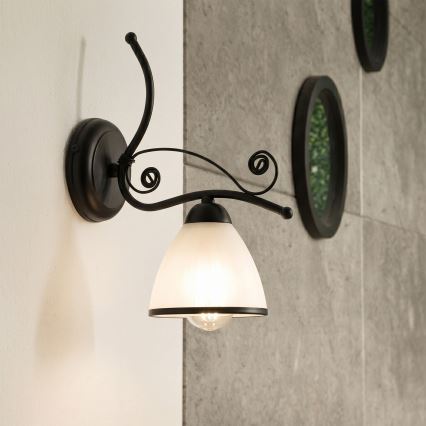 Applique RETRO 1xE27/60W/230V nero/bianco