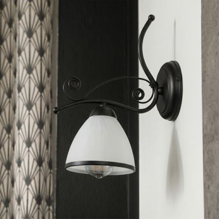 Applique RETRO 1xE27/60W/230V nero/bianco