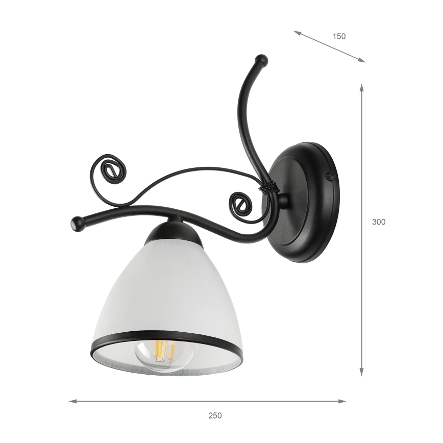 Applique RETRO 1xE27/60W/230V nero/bianco