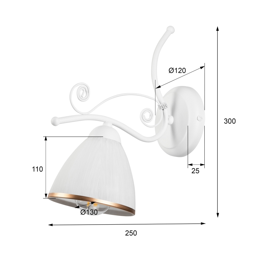 Applique RETRO II 1xE27/60W/230V bianco