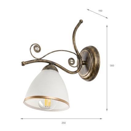Applique RETRO II 1xE27/60W/230V oro patina