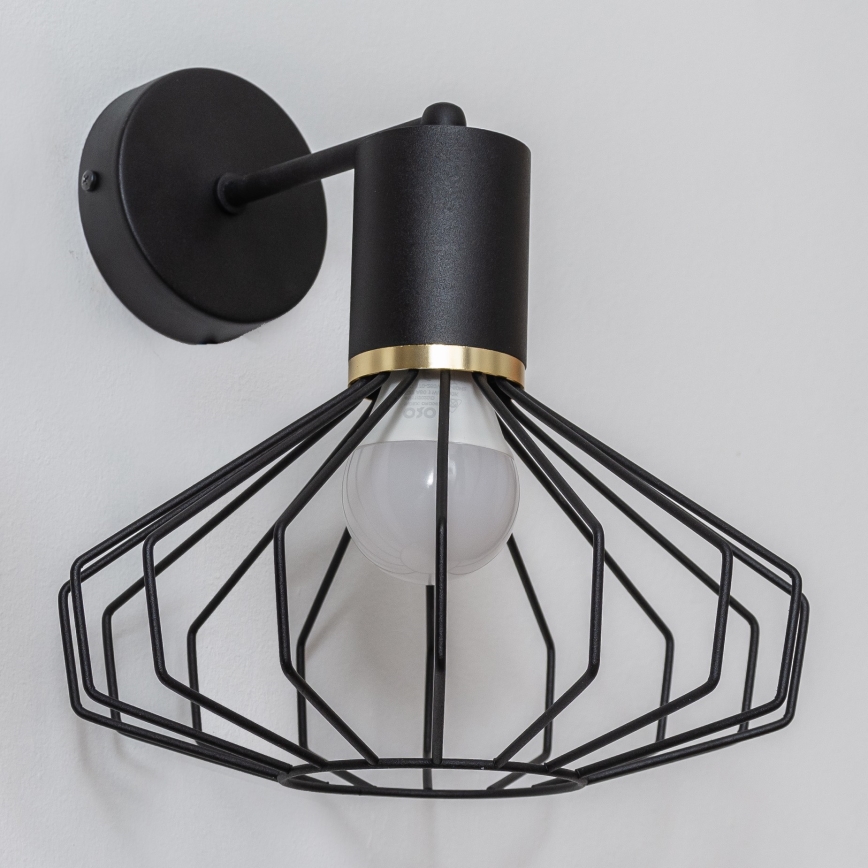Applique SOLANO 1xE27/15W/230V nero/oro