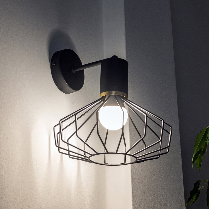 Applique SOLANO 1xE27/15W/230V nero/oro