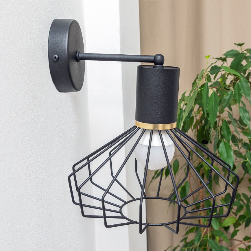Applique SOLANO 1xE27/15W/230V nero/oro