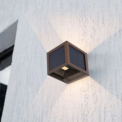 Lampada da parete solare LED con sensore LED/9W/3,7V 3000/4000/6000K IP65 2600 mAh marrone