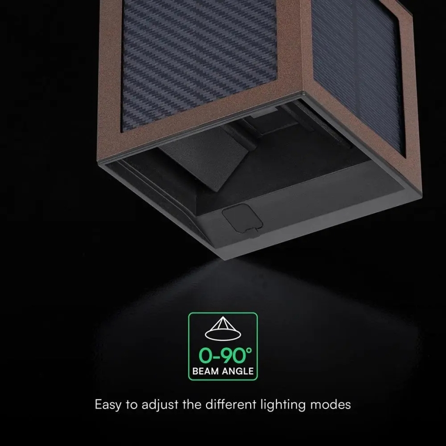 Lampada da parete solare LED con sensore LED/9W/3,7V 3000/4000/6000K IP65 2600 mAh marrone