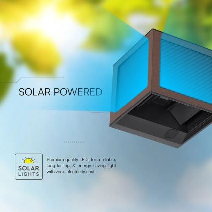 Lampada da parete solare LED con sensore LED/9W/3,7V 3000/4000/6000K IP65 2600 mAh marrone