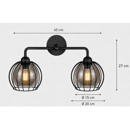 Applique SOLO BLACK 2xE27/60W/230V