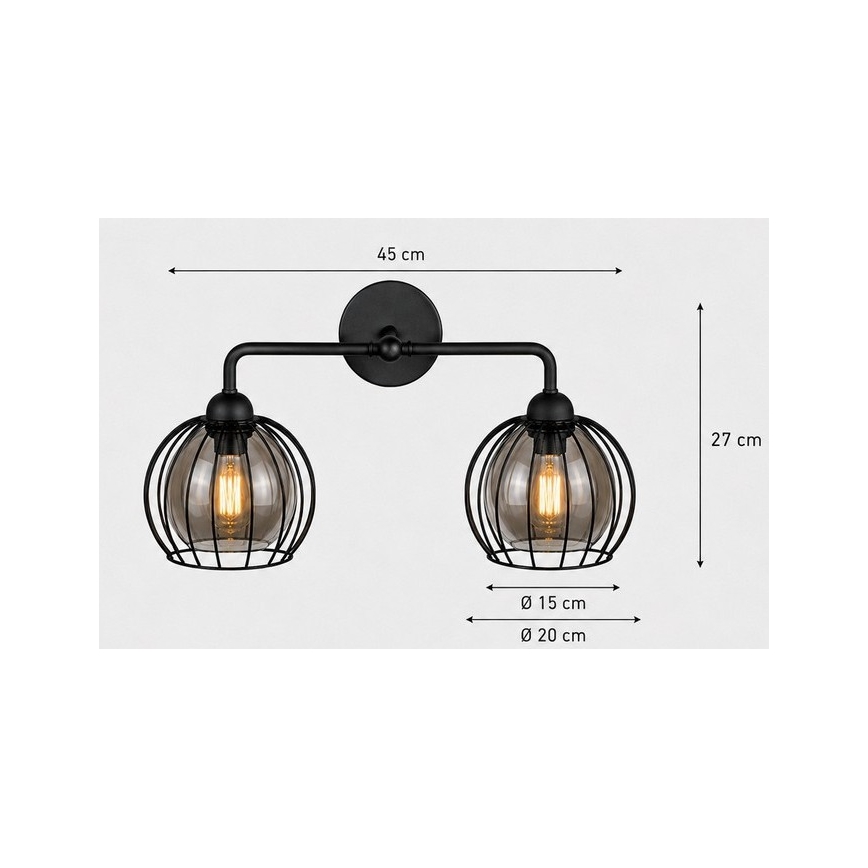 Applique SOLO BLACK 2xE27/60W/230V