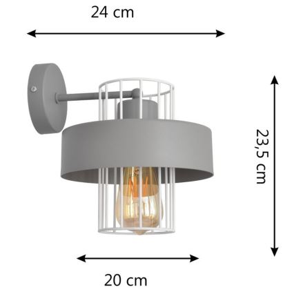 Applique VOLTA 1xE27/15W/230V grigio