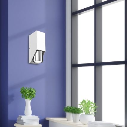 Applique WALL 1xGU10/8W/230V bianco/cromo lucido