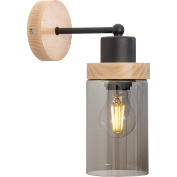 Applique WOODNEST 1xE27/15W/230V pino/nero fumé