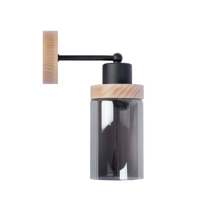 Applique WOODNEST 1xE27/15W/230V pino/nero fumé