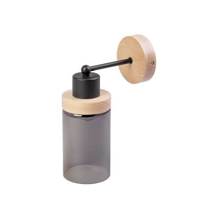 Applique WOODNEST 1xE27/15W/230V pino/nero fumé