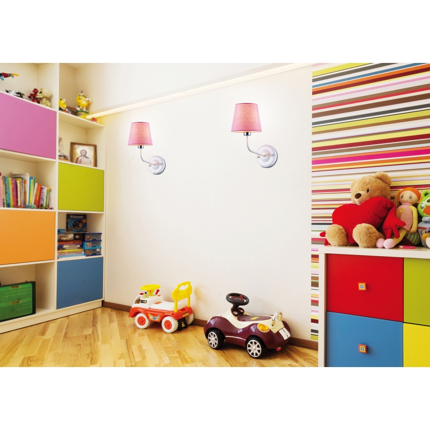 Applique YORK 1xE14/60W/230V rosa/bianco