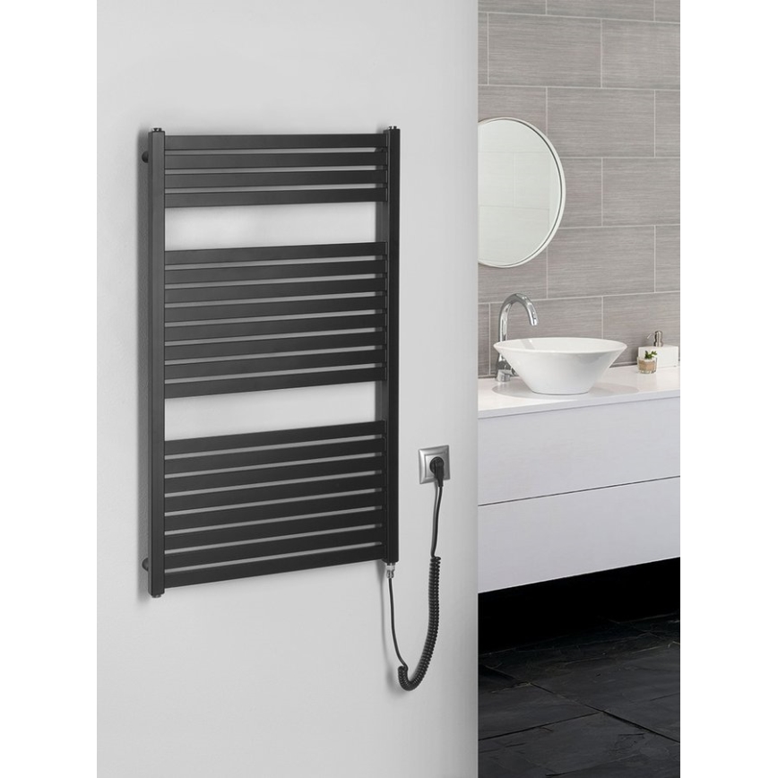 Aqualine - Bagno elettrico radiatore TONDI-E 400W/230V 97 cm opaco nero dritto