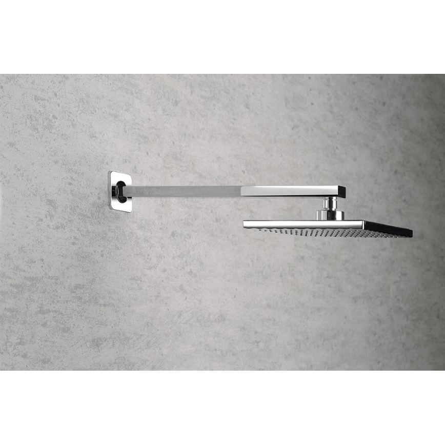 Aqualine - Braccio doccia quadrato 40,4 cm cromo lucido