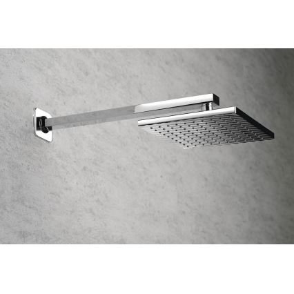 Aqualine - Braccio doccia quadrato 40,4 cm cromo lucido