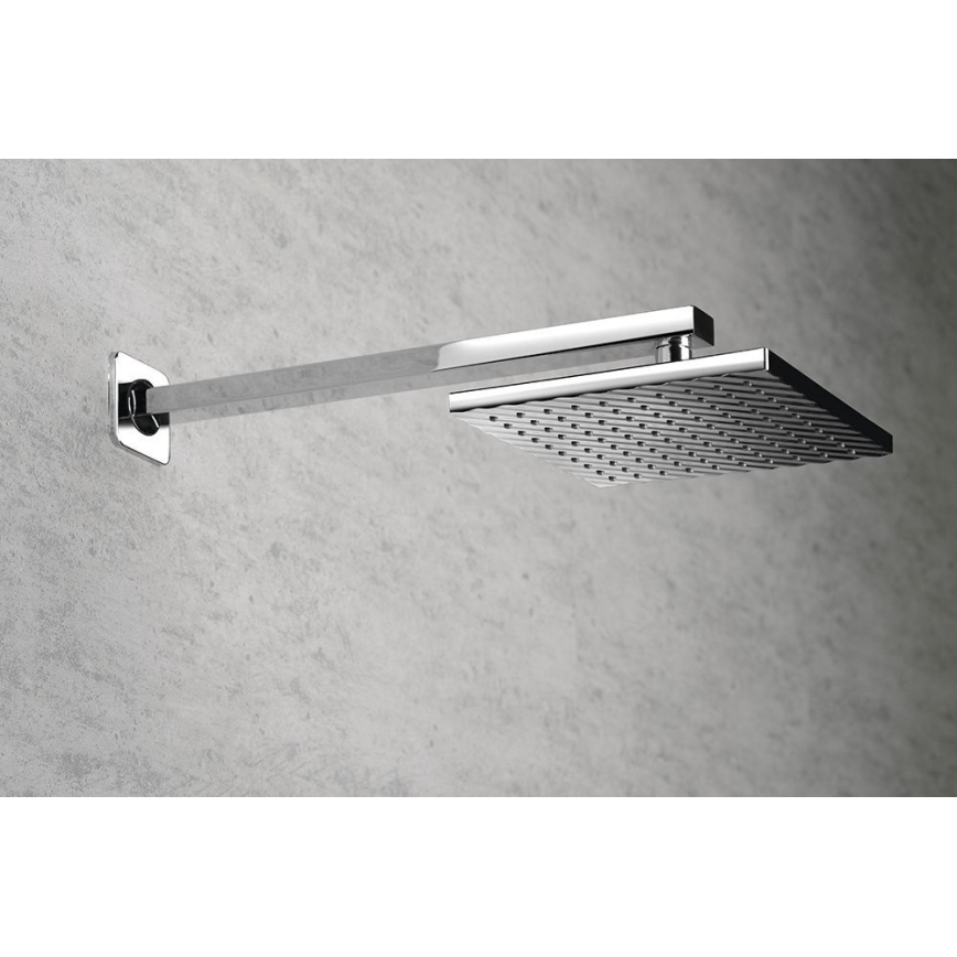 Aqualine - Braccio doccia quadrato 40,4 cm cromo lucido