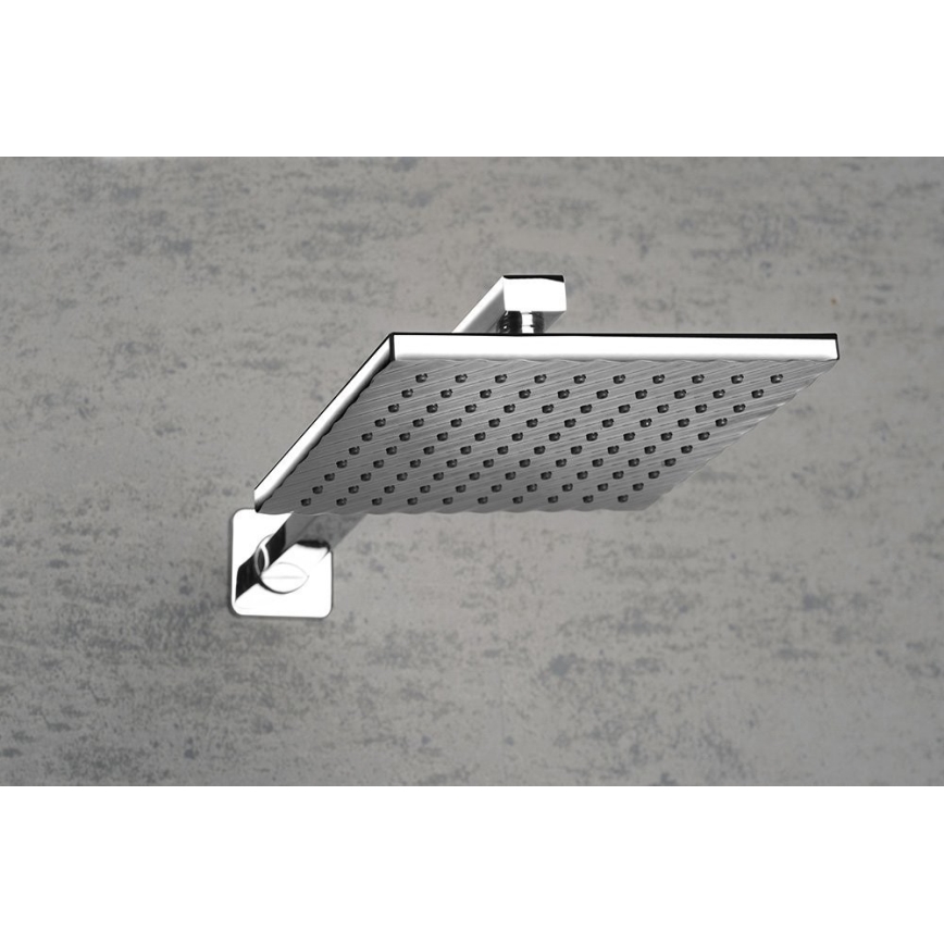 Aqualine - Braccio doccia quadrato 40,4 cm cromo lucido
