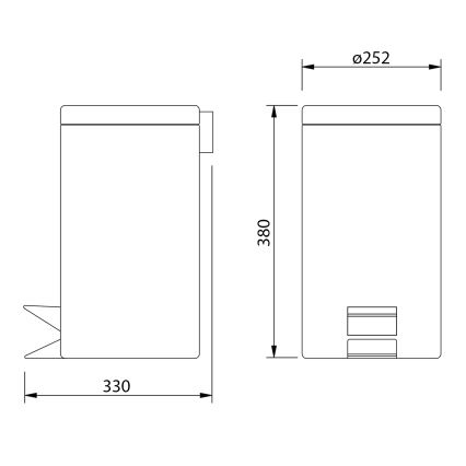Aqualine - Cestino dei rifiuti SIMPLE LINE 12 l lucido acciaio inossidabile