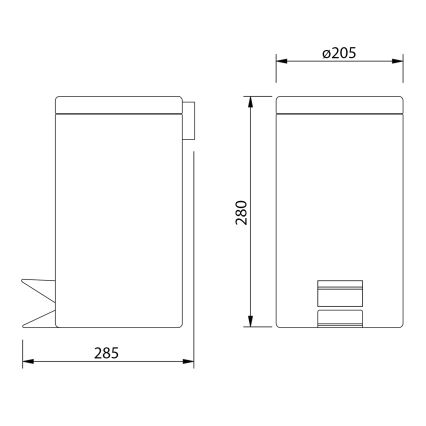 Aqualine - Cestino dei rifiuti SIMPLE LINE 5 l lucido acciaio inossidabile