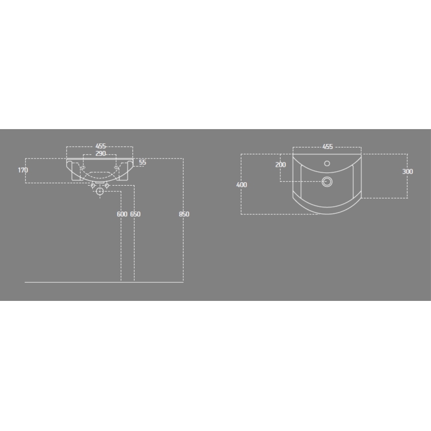 Aqualine - Lavabo da incasso ZERO 45,5x40 cm ceramica/bianca