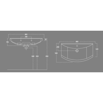 Aqualine - Lavabo da incasso ZERO 86x50 cm ceramica/bianco